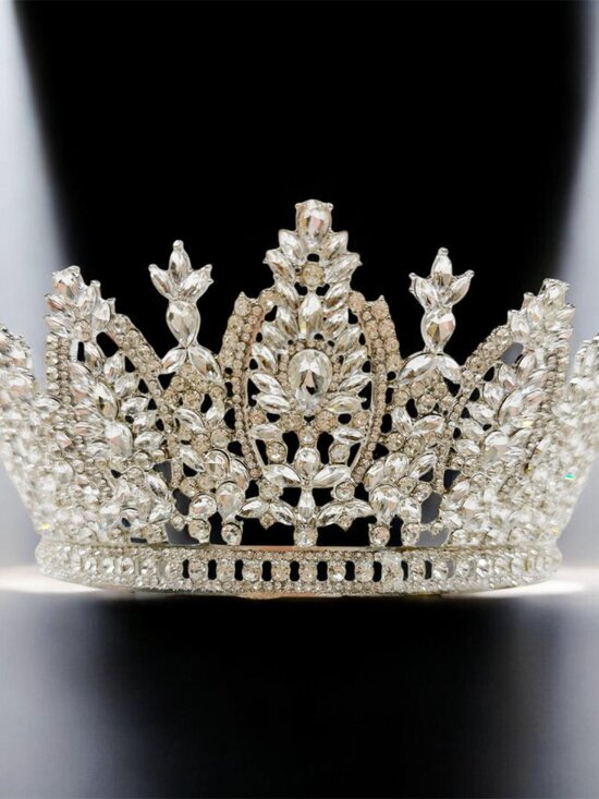 Silver Crystal Bridal Crown, Wedding Tiara, Bride Headwear, Beauty pageant crown main image 6
